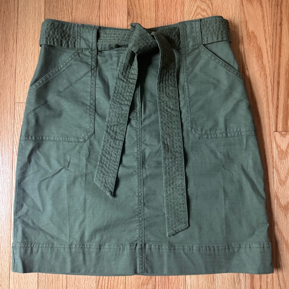 NEW Talbots Petite Green Utility Twill Skirt Sz 2P